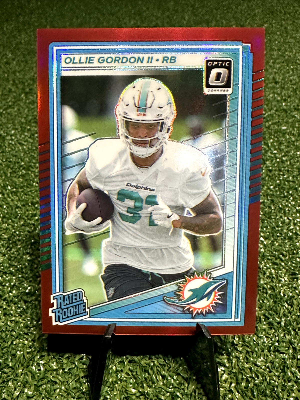 2025 Panini Donruss Optic - Rated Rookie Ollie Gordon II #218 Red Prizm /149 RC
