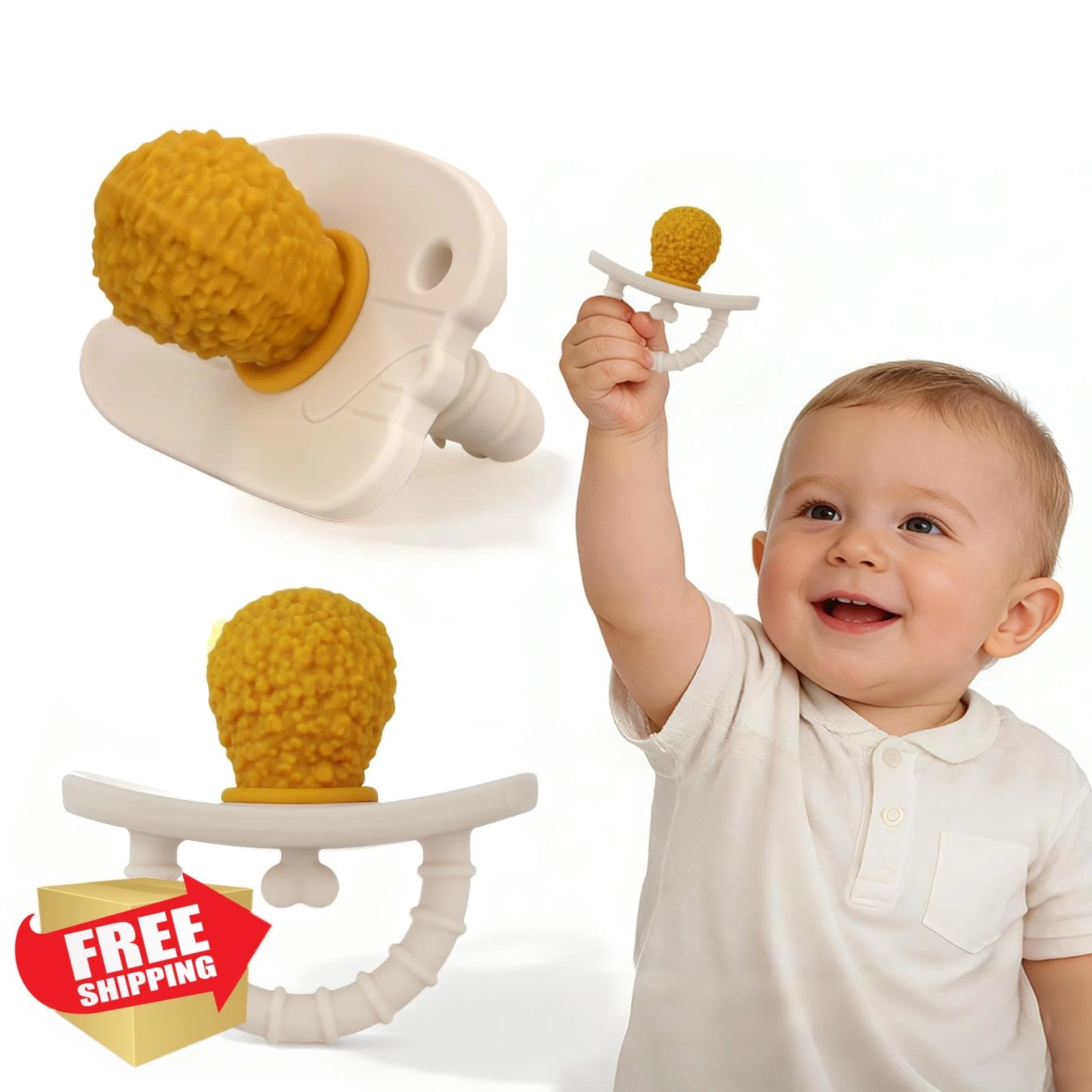 Chuya 2pk Fried Chicken Pacifier Teether Toy Silicone Baby