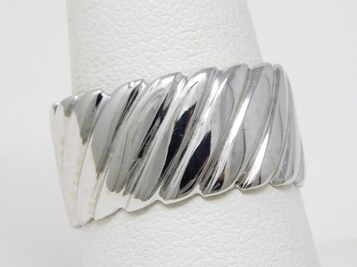 Breiter Bandring 10,9 mm 14 kt Weißgold Wirbel Fingerpassform Größe 8 1/4 B6801