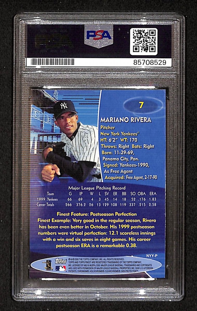 2000 Topps Finest Mariano Rivera Signed/Autographed Card #7 PSA/DNA BA204421 view 2