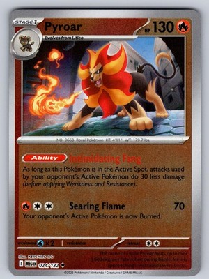 Pyroar 024/132 Reverse Holo Uncommon Mega Evolution Pokemon Near Mint
