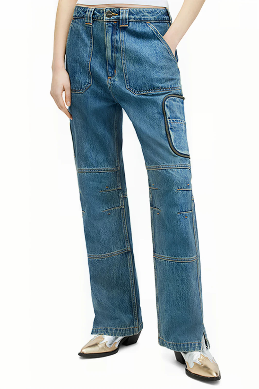 All Saints Florence Cargo Trousers - Vintage Indigo - RRP £139
