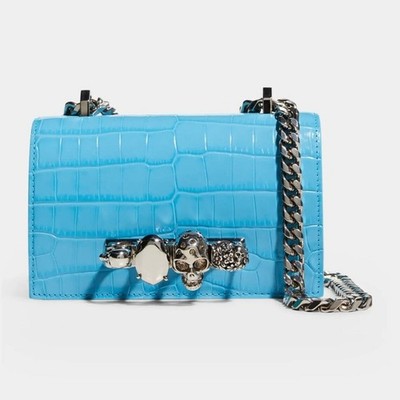 Alexander McQueen Jeweled Mini Mock-Croc Satchel Bag
