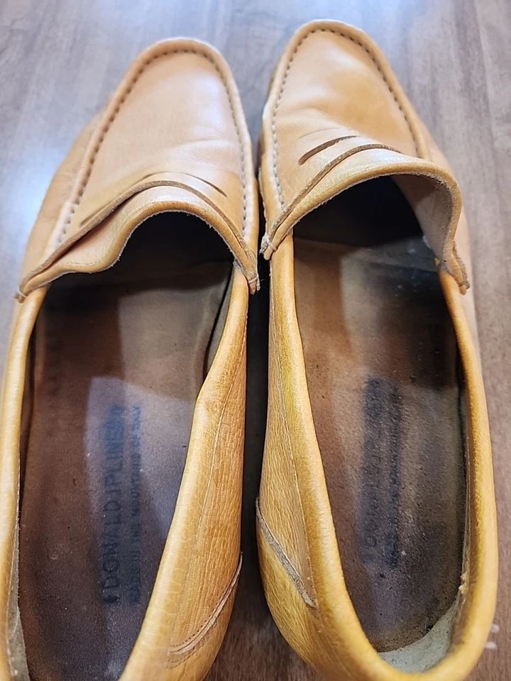 Donald J Pliner Hombre Tostado/Dorado Cuero Penny Mocasines 12 M  Foto 3 de 4