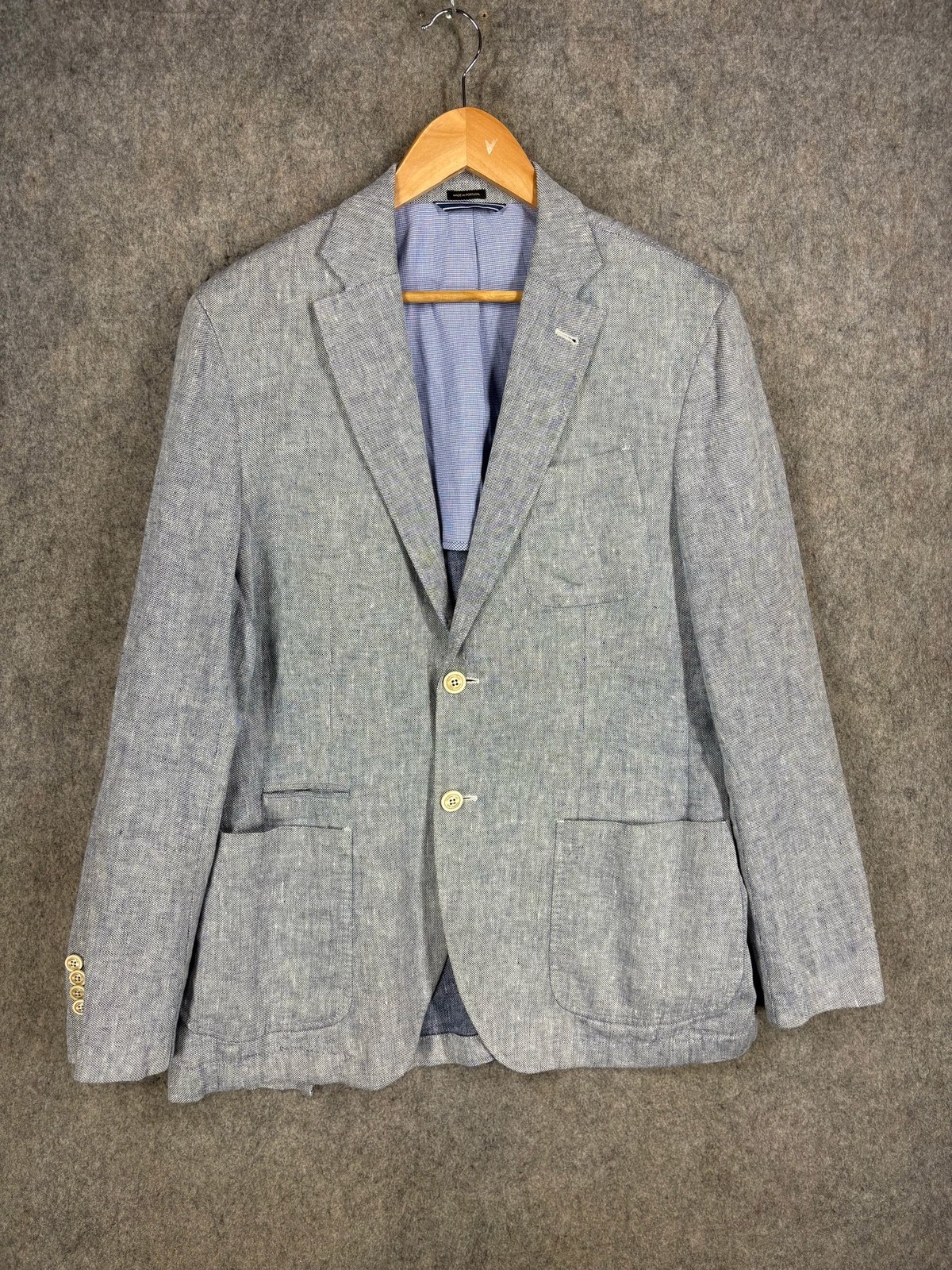 Massimo Dutti Blazer Mens Size EU 50 Grey Linen Suit Jacket Tailored Summer
