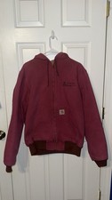 Carhartt Decatur Plant Maroon Cotton Hooded Work Jacket Large Tall