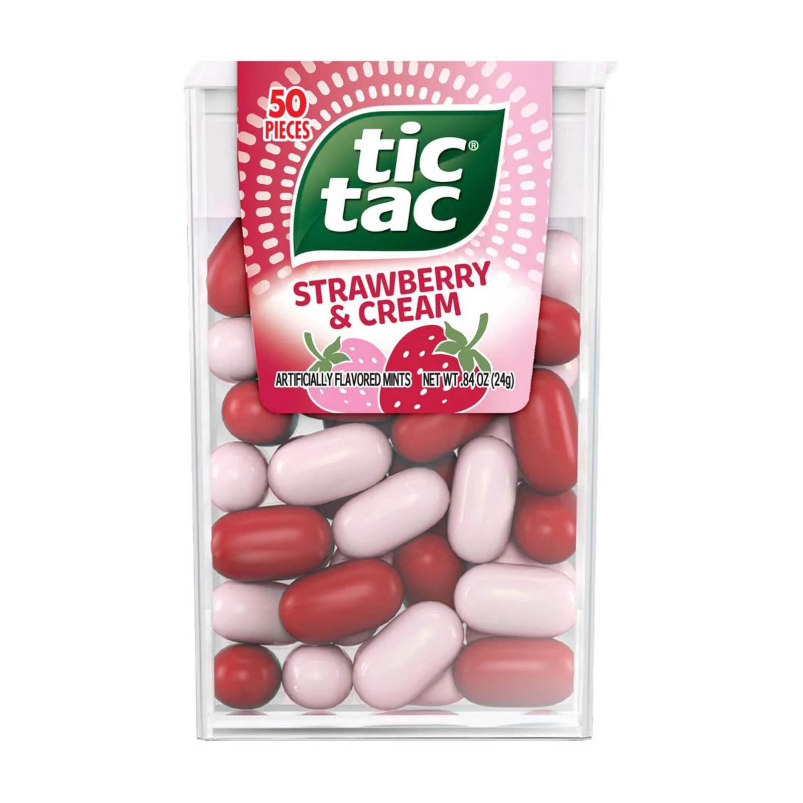 6x Tic Tac Strawberry - Cream Flavored Mints Hard Candy 1.7oz