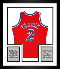 Framed Chris Webber Bullets Signed Mitchell & Ness Red 1994-95 Swingman Jersey