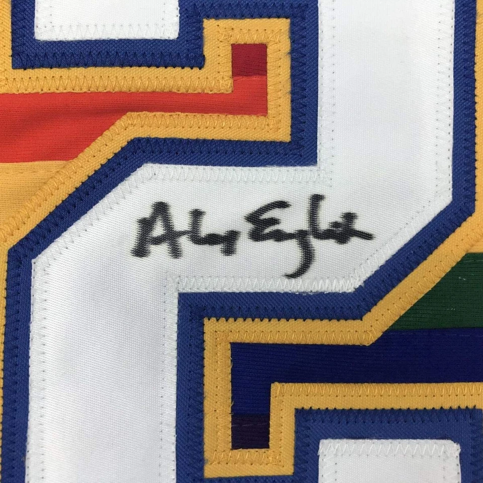 Camiseta deportiva de baloncesto Alex English Denver azul autografiada/firmada certificado de autenticidad PSA/DNA Foto 3 de 4