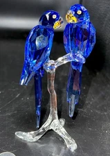 Genuine Swarovski Crystal Figurine ~ HYACINTH MACAWS ~ 2014 SCS Member Exclusive