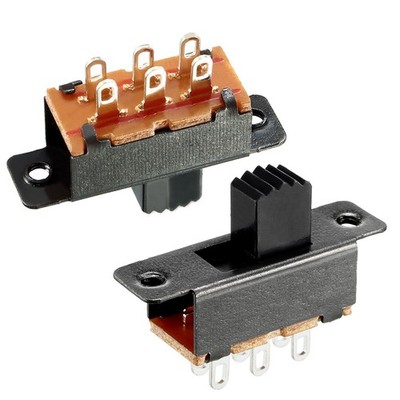 20pcs 5mm Vertical Slide Switch DPDT 6 Terminals PCB Panel Latching 2P2T