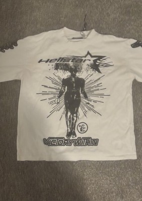 Hellstar Men's S Long Sleeve Cotton Crew Neck Graphic Tee Double-Sided Logo