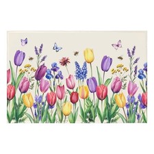 Colorful Tulip Welcome Mat Floral Kitchen Rug Summer Spring Front Door Rug