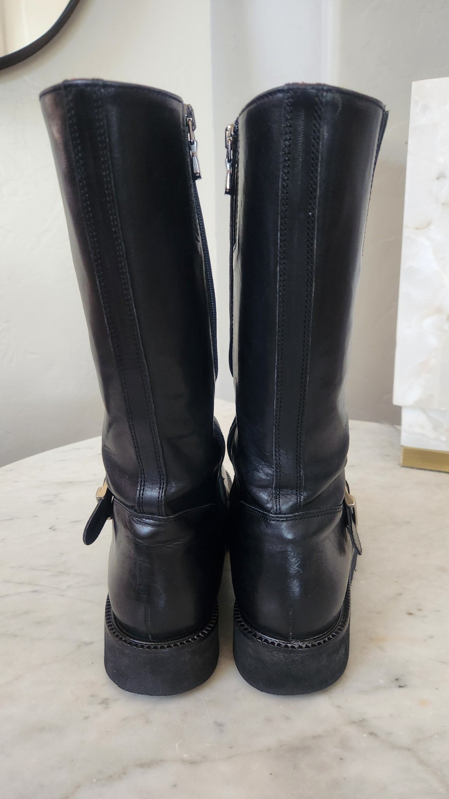 Donald J Pliner Womens Ashlan Black Biker Boots Size 9.5 image 4