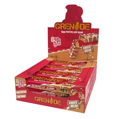 Grenade Gingerbread Bars 12 Pack 60g, High Protein, Low Sugar - BBE 09/2025