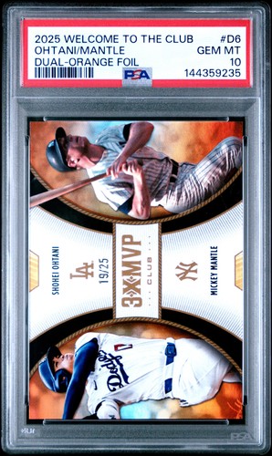 Shohei Ohtani / Mickey Mantle [Orange Foil] #D6 2025 Topps Welcome to the Club 3X MVP Dual card
