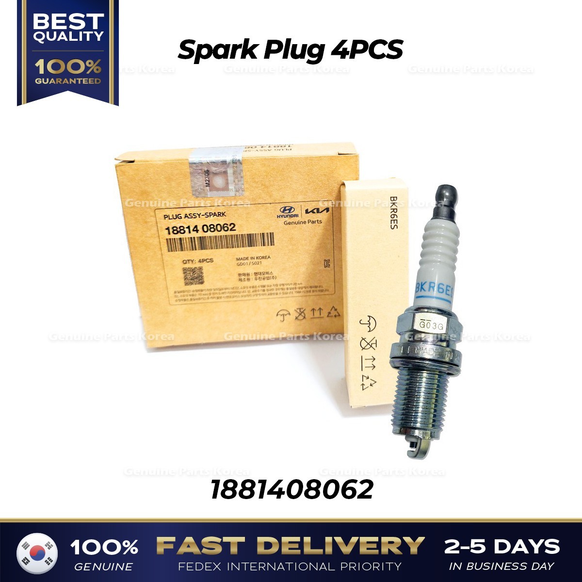 Genuine Spark Plug 4PCS 1881408062 for Hyundai Atoz Kia Carens