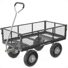 Gorilla Carts Steel Utility Cart Garden Beach Wagon, 800 Pound Capacity, Gray