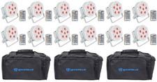 12 Rockville BATTERY PAR 6RF White Rechargeable Wireless DMX Lights Remotes Bags