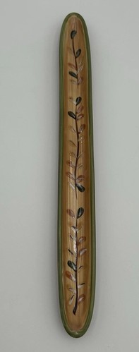 214 West Olive Boat Tray Ceramic Hand Painted Leaves 16 Inches Long Relish Dish