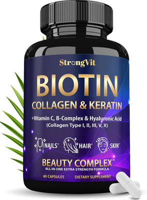 Biotin with Hyaluronic Acid, Keratin, and Collagen Supplements - Hair Growth Vit