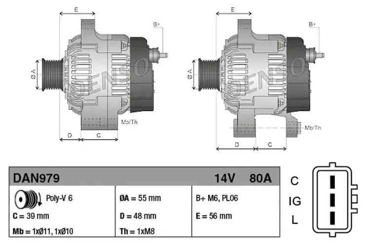 Fits DENSO DAN979 Alternator DAN979 Alternator (14V, 80A, new with a ⭐UK Stock⭐ - Image 4