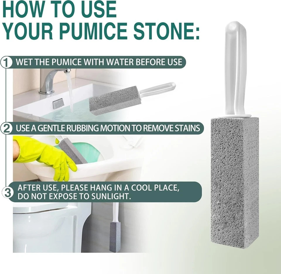 Pumice Cleaning Stone with Handle Toilet Bowl Cleaner Hard Water Ring Remover 2