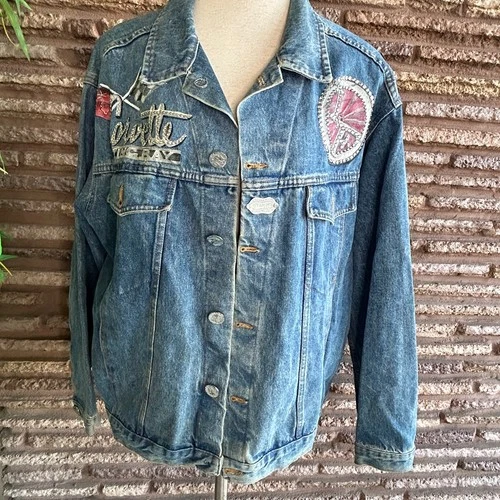 Lily Farouche Denim Jacket ReWorked Hand Painted Corvette Stingray Art to Wear image 14