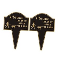 Clean Up After Your Dog Sign, 2-Pack 10  x14  No Poop 10x14inches-Black-2pack