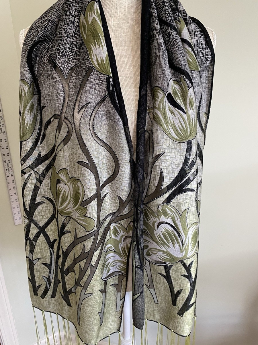 最終値下 MARGE Tulle floral sheer scarf gray exclusive item】MARGE