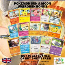 Pokemon Unbroken Bonds Common Uncommon Rare Yellow Border 2017 Pick Your Card LP