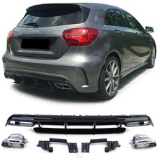 Heckdiffusor Stoßstange + Endrohre 4 Rohr Chrom für Mercedes A Klasse W176 2015-