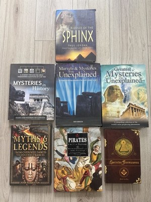 7 Book Lot Mysteries Unexplained Freemasons Sphinx Pirates Myths History