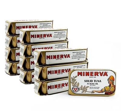 Minerva Premium Canned Tuna in Olive Oil with Sea Salt - 4.25 oz Pack of 12