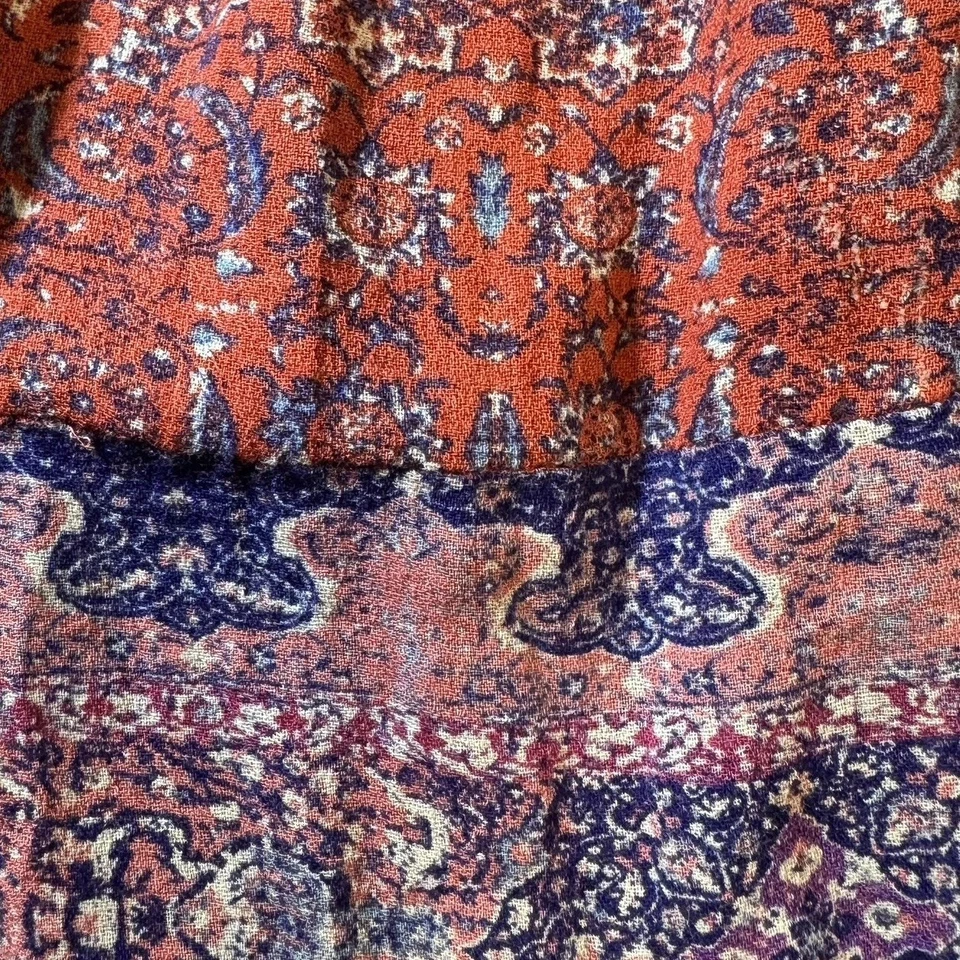 Blusa para mujer LUCKY BRAND grande tapiz rosa y rojo Henley campesino boho top Foto 4 de 4