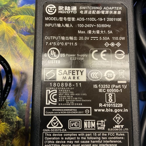 Original Hoioto ADS-110DL-19-1 200110E AC/DC Schaltadapter 20V 5,5A 110W - Bild 3 von 4