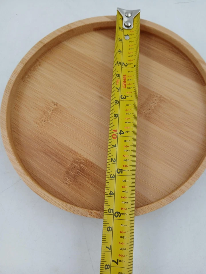 LoeJan Bamboo Round Tray Serving Plate 6 Inch Coaster Holder Organizer Natural - Image 3 of 4
