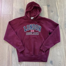 Zone One London England Embroidered Logo Maroon Red Hoodie Sweatshirt Adult L