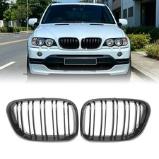 f�r BMW X5 E53 2000-2003 Nieren Grill K�hlergrill GLANZ SCHWARZ DOPPELSTEG