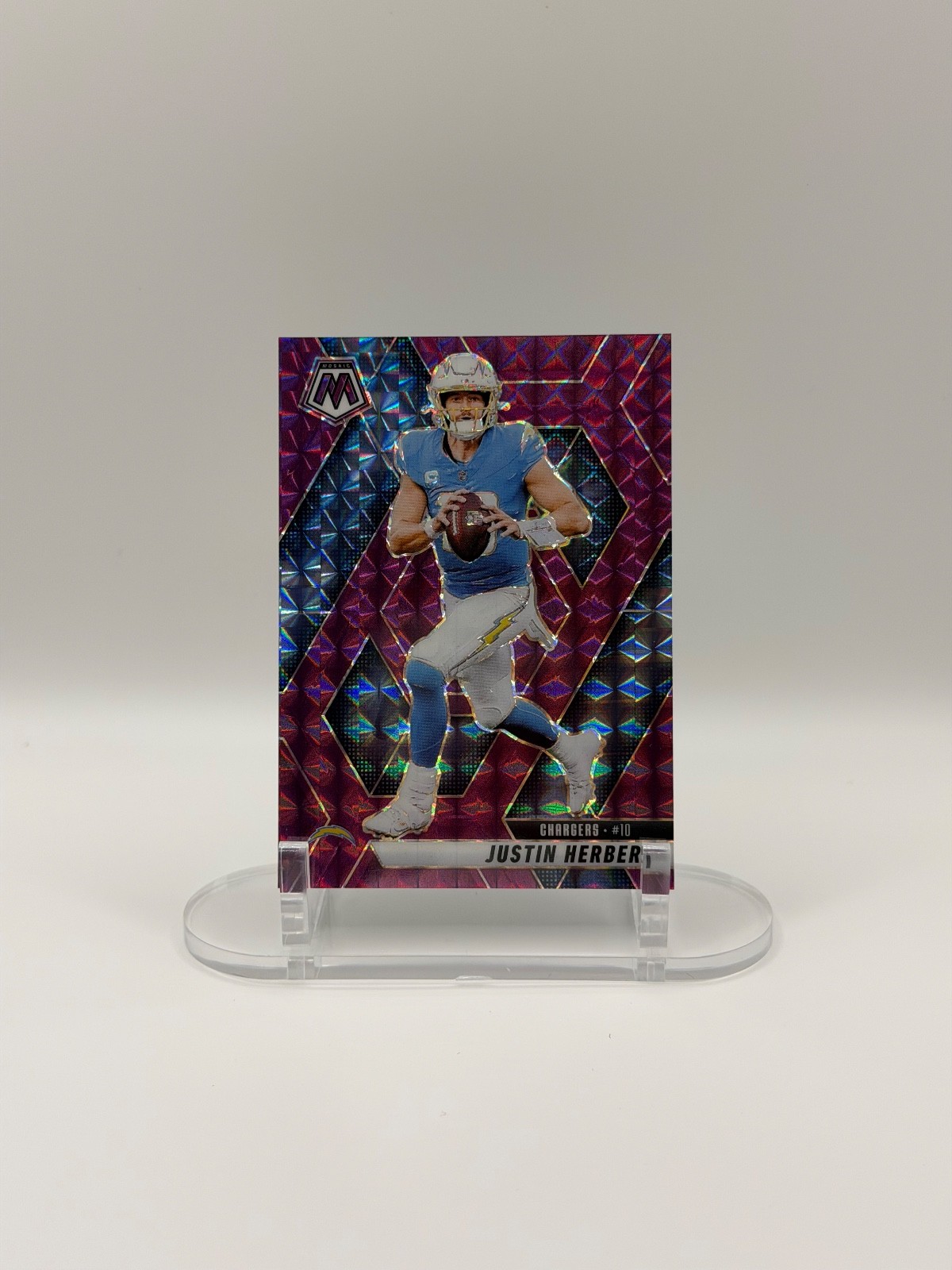 2025 Panini Mosaic Justin Herbert Purple Prizm /49 #80 LA Chargers