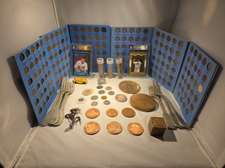 Coins Cards Silver Gold Copper Junk Drawer Estate Lot