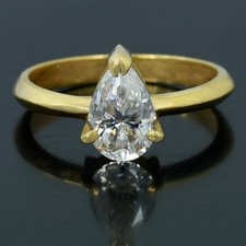 Certyfikowany 1,20 Ct Cięcie gruszki Biały diament Pierścionek pasjans! Darmowe taryfy .