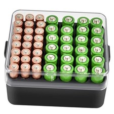 Battery Organizer Storage Case, Battery Vault Box Container for Medium Black