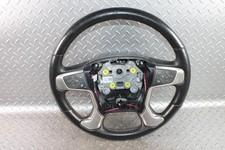 15-20 YUKON XL Jet BLK Leather Silver Trim Drive Steering Wheel Controls Unit OE