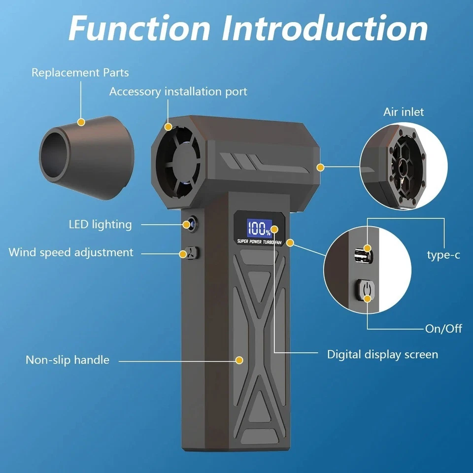 Soffiatore Aria 110000RPM 4 Velocità LED Display Ricaricabile Senza Fili - Image 4 of 4