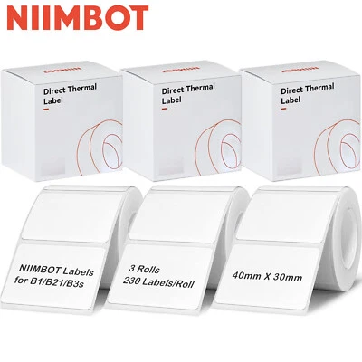 3PK Label Maker Tape 40x30mm, 690pcs Thermal Sticker for NIIMBOT B1 B21 B3S