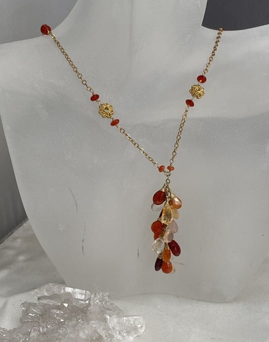 18k Ylo.Gold Natural Citrine, Madeira Citrine, Dangling Briollette Necklace - Picture 5 of 5