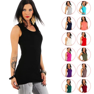 Mellice - Damen Longshirt Tank Top Long Top Shirt  - Bild 1 von 2