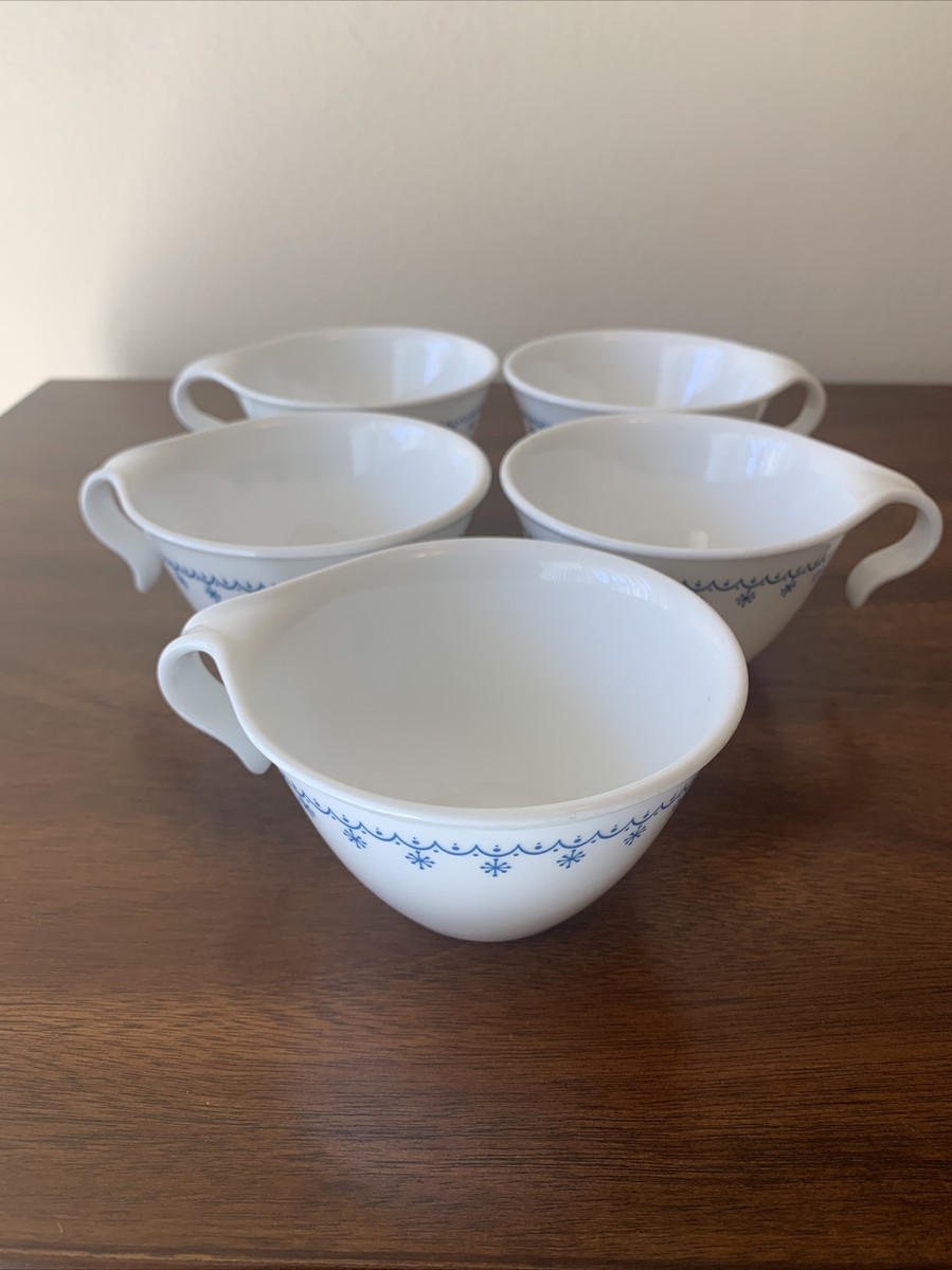 Corelle Corning Livingware White Hook Handle Creamer Blue