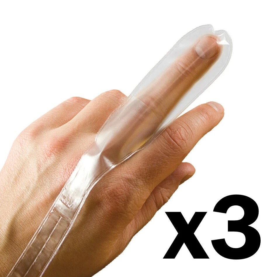 RELIANCE MEDICAL 3 x Finger Stall Dressing Protection Cot First Aid Bandage Cover Clear - Medium